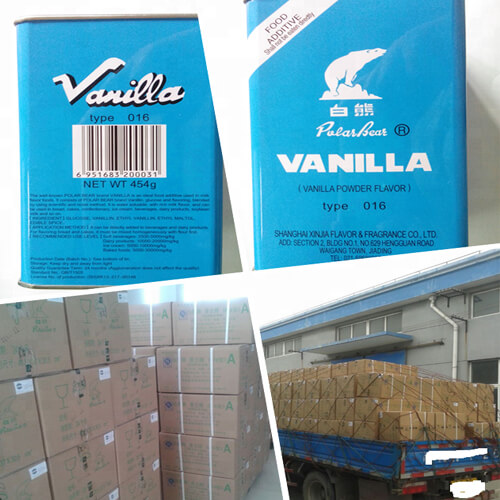 Product name: Customized Vanilla Powder and vanillin powder Type: Flavoring Agents Purity: Min 99% original vanilla and vanillin powder mixed others Grade: Food grade Color: White to slightly yellowish Appearance: powder mealy crystal Package: 454g/tin and carton box / 40tins/carton;500g/tin,40tins/carton;20kgs or 25kgs/drum 